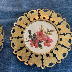 Set of three vintage floral plates